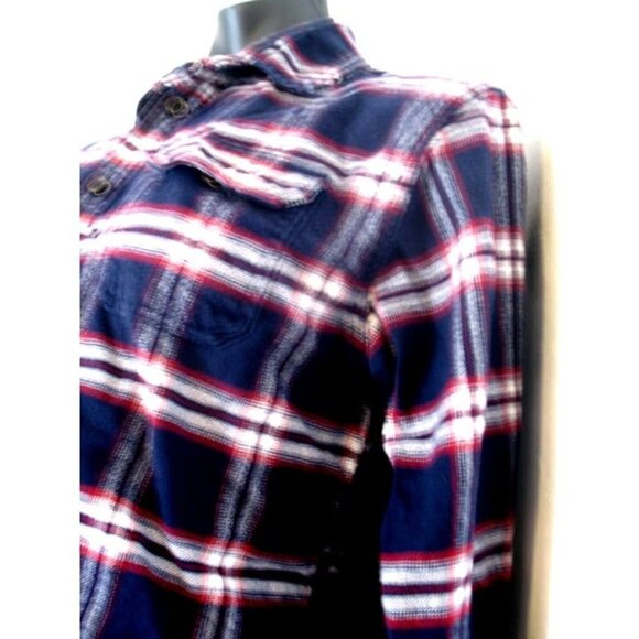 Jach's Vintage Men's Red Blue Plaid Flannel Cotton Long-Sleeve Top Shirt L. - Picture 5 of 12